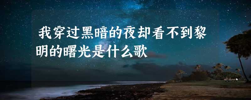 我穿过黑暗的夜却看不到黎明的曙光是什么歌