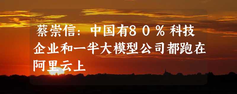 蔡崇信：中国有80%科技企业和一半大模型公司都跑在阿里云上