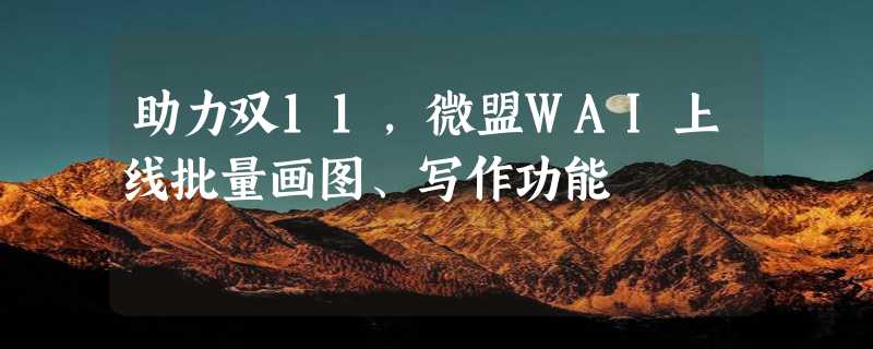 助力双11，微盟WAI上线批量画图、写作功能