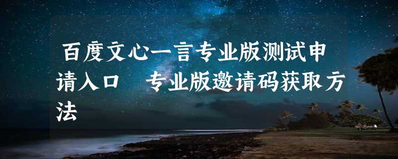 百度文心一言专业版测试申请入口 专业版邀请码获取方法