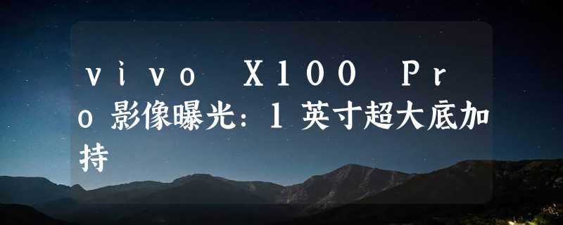 vivo X100 Pro影像曝光：1英寸超大底加持