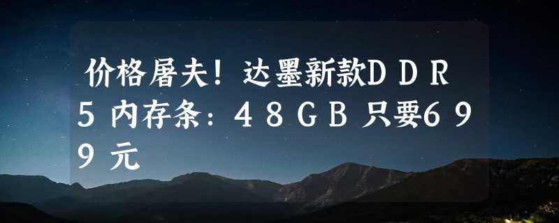 价格屠夫！达墨新款DDR5内存条：48GB只要699元