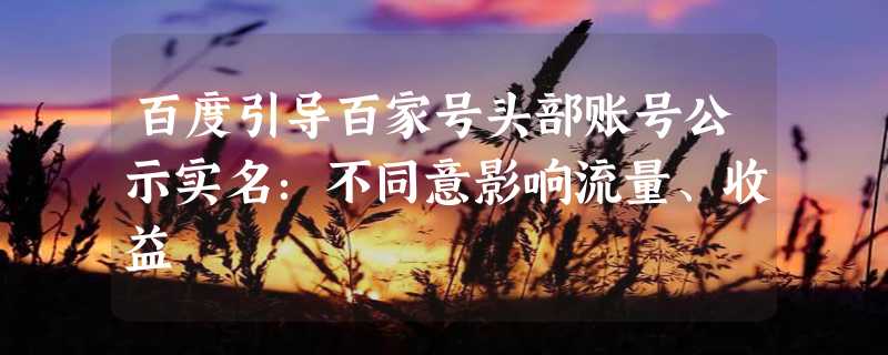 百度引导百家号头部账号公示实名：不同意影响流量、收益