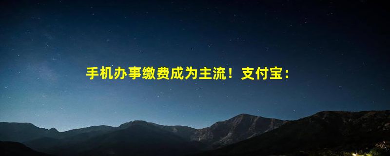 手机办事缴费成为主流！支付宝： 一网通办小程序已覆盖全国31个省份