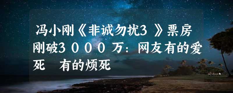 冯小刚《非诚勿扰3》票房刚破3000万：网友有的爱死 有的烦死