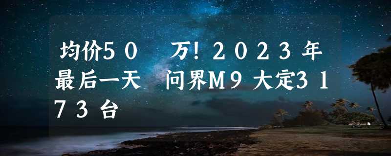 均价50 万！2023年最后一天 问界M9大定3173台