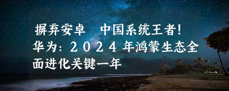 摒弃安卓 中国系统王者！华为：2024年鸿蒙生态全面进化关键一年