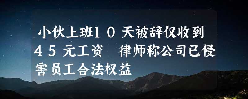 小伙上班10天被辞仅收到45元工资 律师称公司已侵害员工合法权益