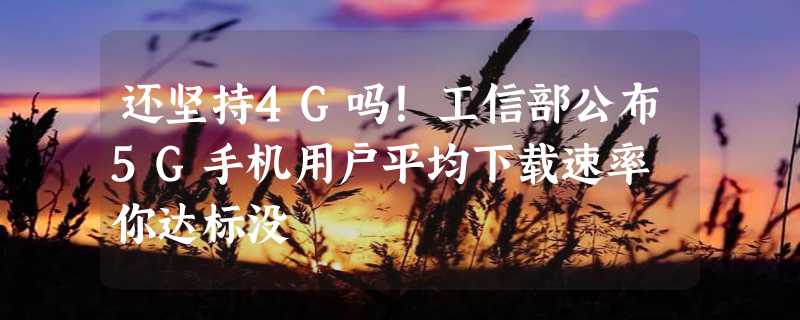 还坚持4G吗！工信部公布5G手机用户平均下载速率 你达标没