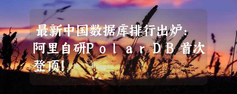 最新中国数据库排行出炉：阿里自研PolarDB首次登顶！