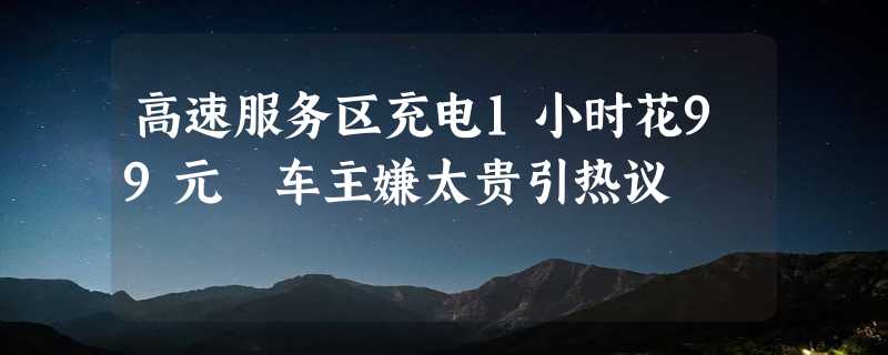 高速服务区充电1小时花99元 车主嫌太贵引热议