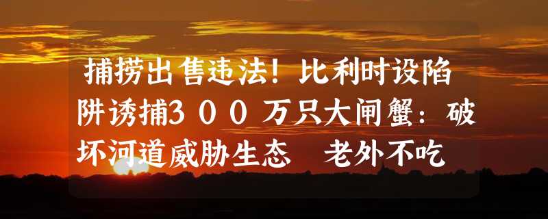 捕捞出售违法！比利时设陷阱诱捕300万只大闸蟹：破坏河道威胁生态 老外不吃