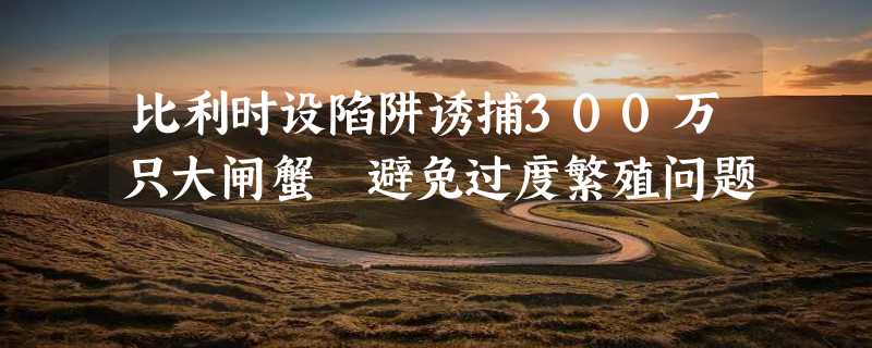 比利时设陷阱诱捕300万只大闸蟹 避免过度繁殖问题