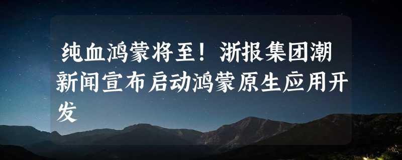 纯血鸿蒙将至！浙报集团潮新闻宣布启动鸿蒙原生应用开发