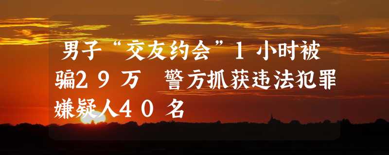 男子“交友约会”1小时被骗29万 警方抓获违法犯罪嫌疑人40名