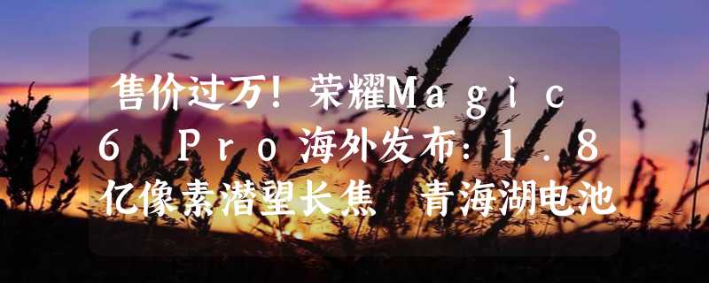 售价过万！荣耀Magic6 Pro海外发布：1.8亿像素潜望长焦 青海湖电池