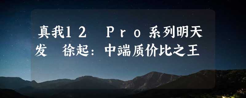 真我12 Pro系列明天发 徐起：中端质价比之王