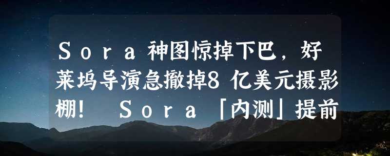 Sora神图惊掉下巴，好莱坞导演急撤掉8亿美元摄影棚！ Sora「内测」提前开放，影视失业潮将至