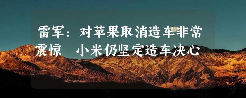 雷军：对苹果取消造车非常震惊 小米仍坚定造车决心