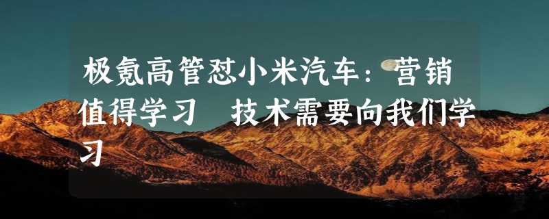 极氪高管怼小米汽车：营销值得学习 技术需要向我们学习