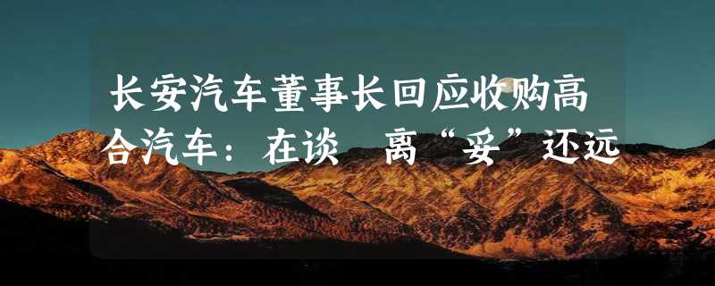 长安汽车董事长回应收购高合汽车：在谈 离“妥”还远