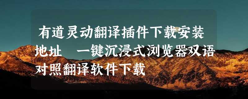 有道灵动翻译插件下载安装地址 一键沉浸式浏览器双语对照翻译软件下载