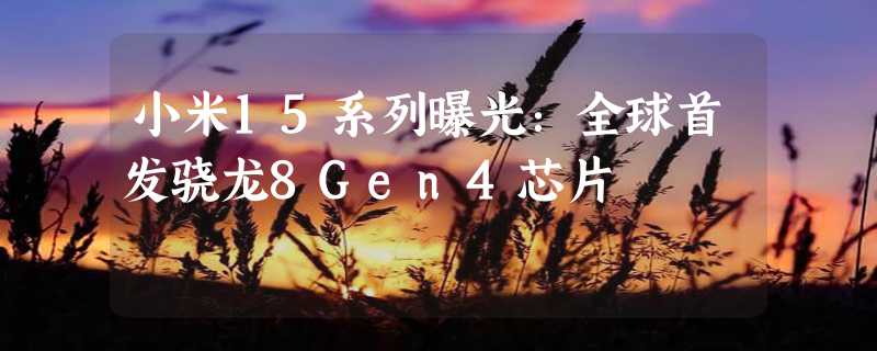 小米15系列曝光：全球首发骁龙8Gen4芯片