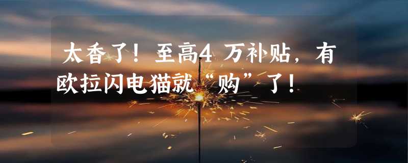 太香了！至高4万补贴，有欧拉闪电猫就“购”了！