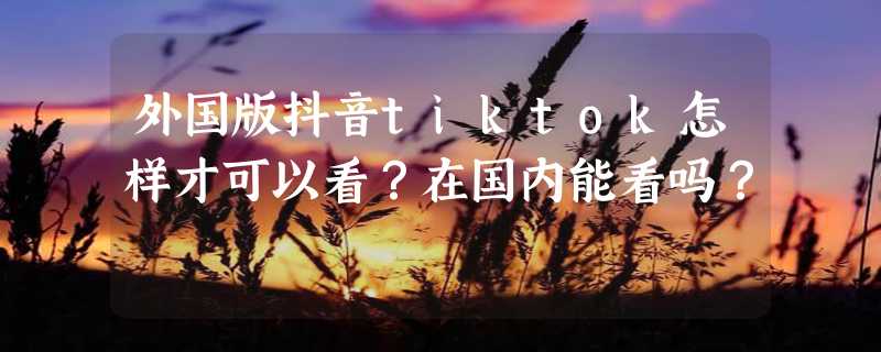 外国版抖音tiktok怎样才可以看？在国内能看吗？