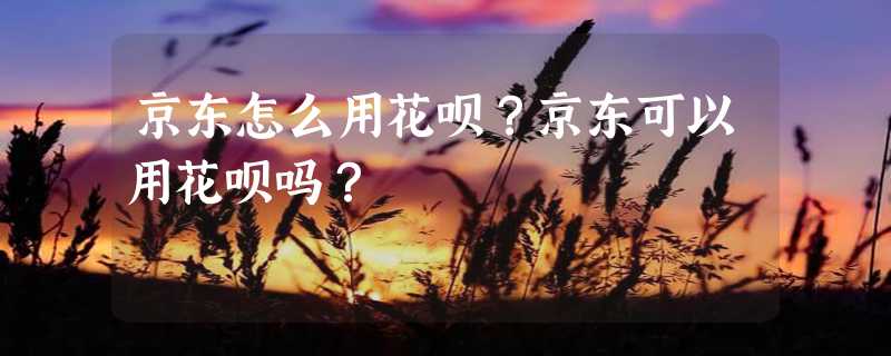 京东怎么用花呗？京东可以用花呗吗？