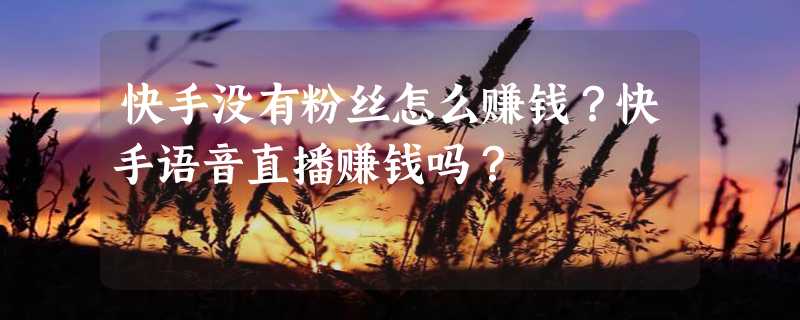 快手没有粉丝怎么赚钱？快手语音直播赚钱吗？