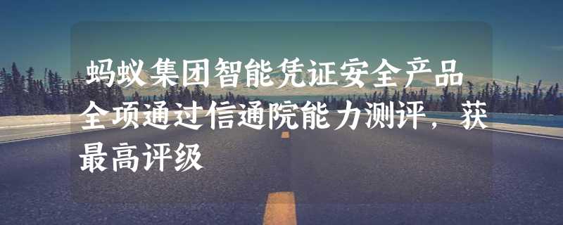 蚂蚁集团智能凭证安全产品全项通过信通院能力测评，获最高评级