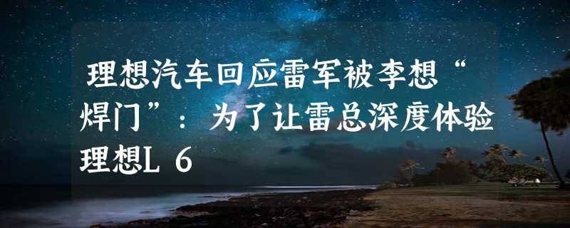 理想汽车回应雷军被李想“焊门”：为了让雷总深度体验理想L6