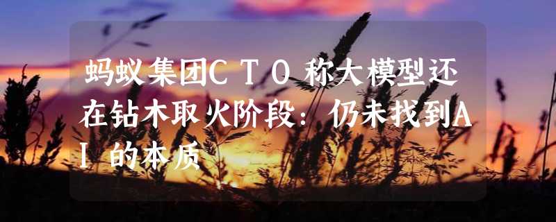 蚂蚁集团CTO称大模型还在钻木取火阶段：仍未找到AI的本质