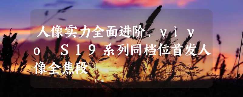 人像实力全面进阶，vivo S19系列同档位首发人像全焦段