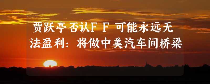 贾跃亭否认FF可能永远无法盈利：将做中美汽车间桥梁