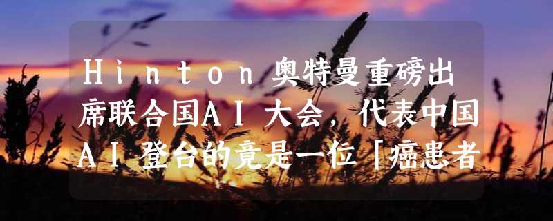 Hinton奥特曼重磅出席联合国AI大会，代表中国AI登台的竟是一位「癌患者」？