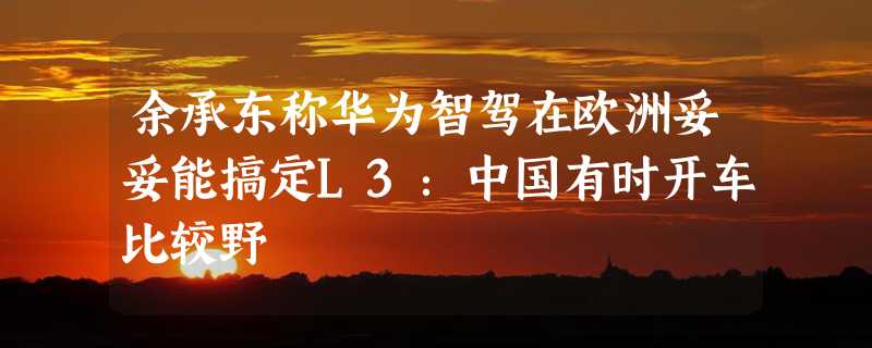 余承东称华为智驾在欧洲妥妥能搞定L3：中国有时开车比较野