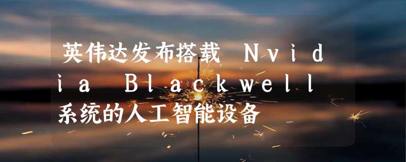 英伟达发布搭载 Nvidia Blackwell 系统的人工智能设备