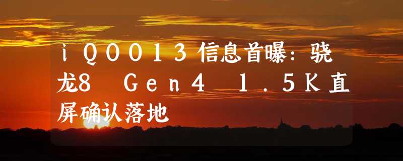 iQOO13信息首曝：骁龙8 Gen4 1.5K直屏确认落地