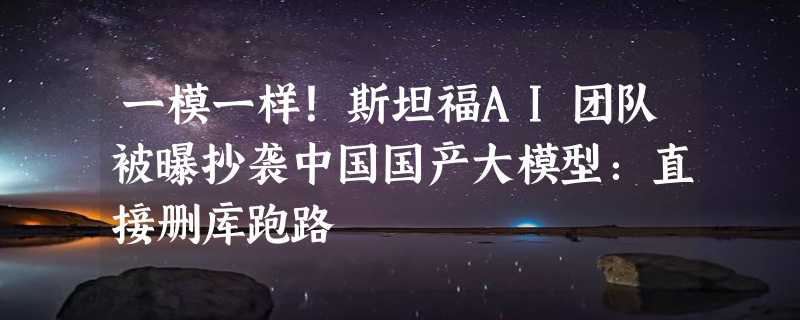 一模一样！斯坦福AI团队被曝抄袭中国国产大模型：直接删库跑路