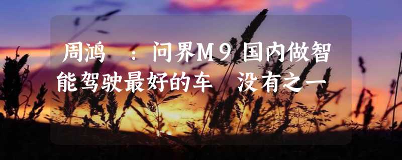 周鸿祎：问界M9国内做智能驾驶最好的车 没有之一