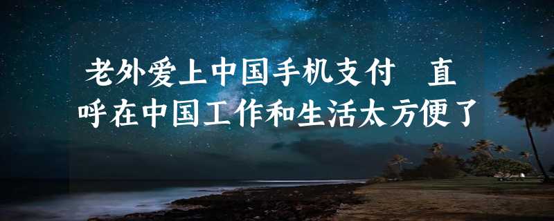 老外爱上中国手机支付 直呼在中国工作和生活太方便了