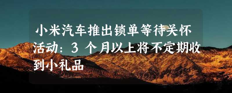 小米汽车推出锁单等待关怀活动：3个月以上将不定期收到小礼品