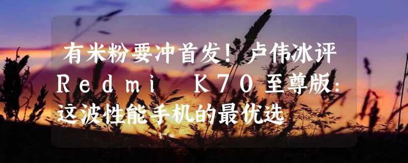 有米粉要冲首发！卢伟冰评Redmi K70至尊版：这波性能手机的最优选