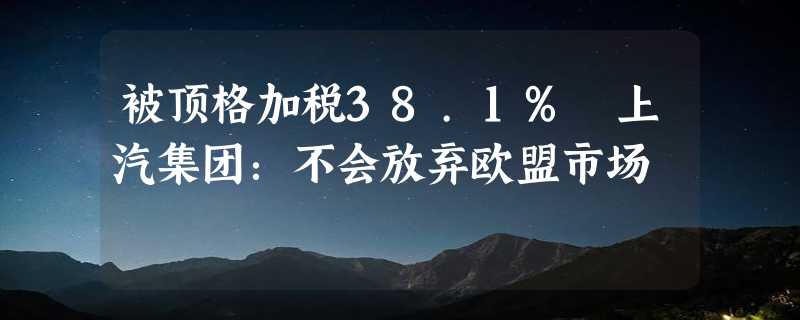 被顶格加税38.1% 上汽集团：不会放弃欧盟市场