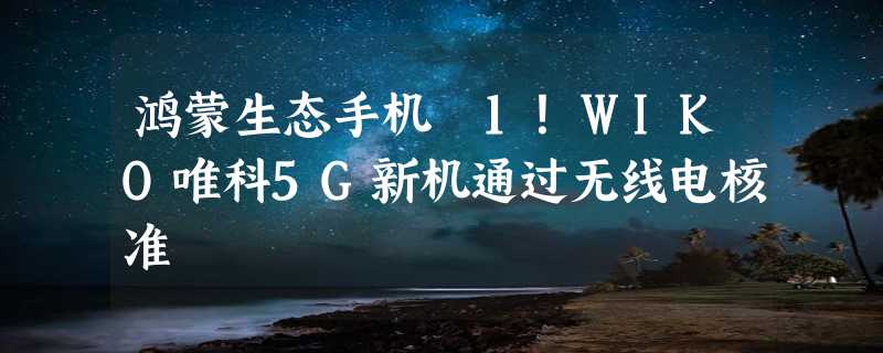 鸿蒙生态手机 1！WIKO唯科5G新机通过无线电核准