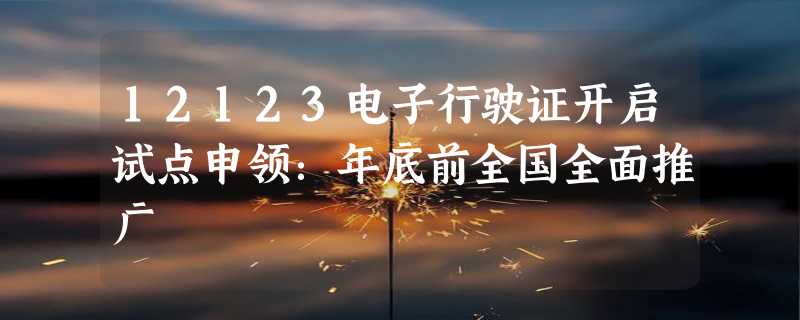 12123电子行驶证开启试点申领：年底前全国全面推广