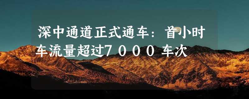 深中通道正式通车：首小时车流量超过7000车次