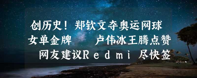 创历史！郑钦文夺奥运网球女单金牌  卢伟冰王腾点赞 网友建议Redmi尽快签下代言